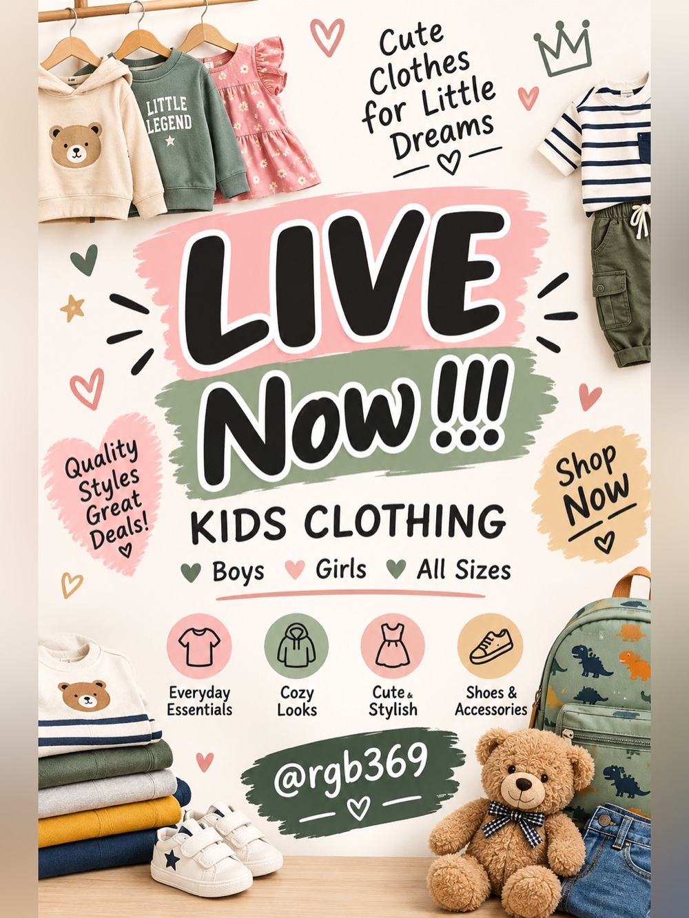 Kids Clothing Live Now Collection - Pink & Green